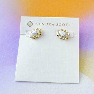 Kendra Scott Piper Gold White Howlite Stud Earrings New